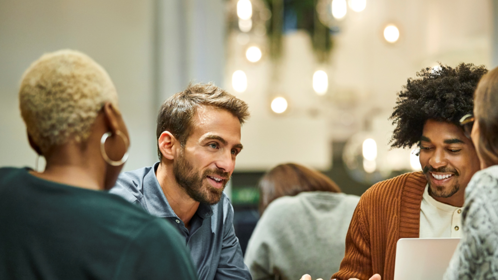 Team working together happily