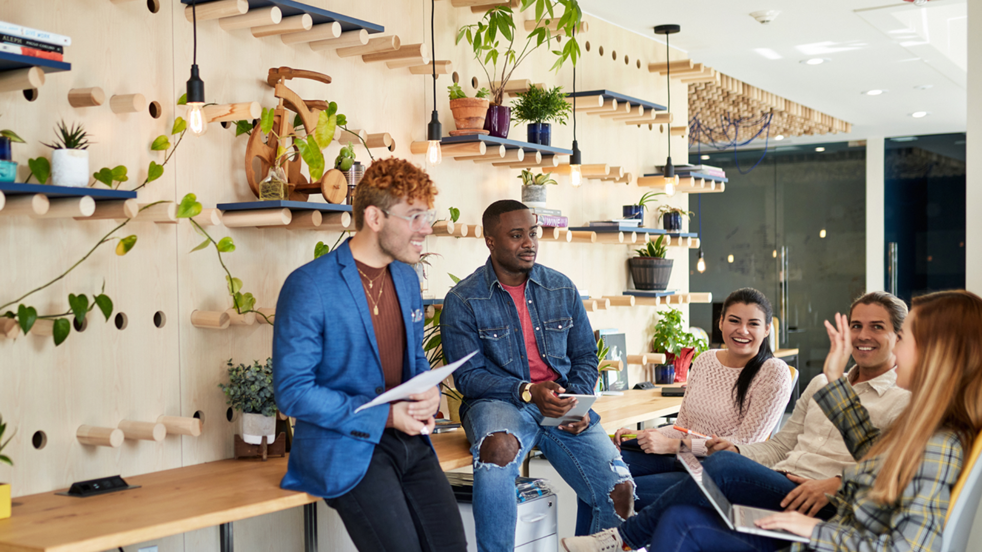 Team discussing workplace accessibility